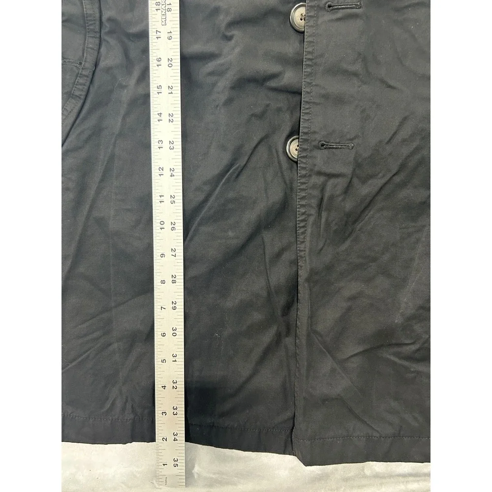 Lauren Ralph Lauren Mens Black Trench‎ Coat Button Front Jacket 46R